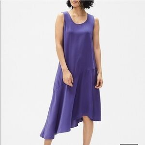 EILEEN FISHER 100% Silk Georgette Crepe Asymmetrical
Dress